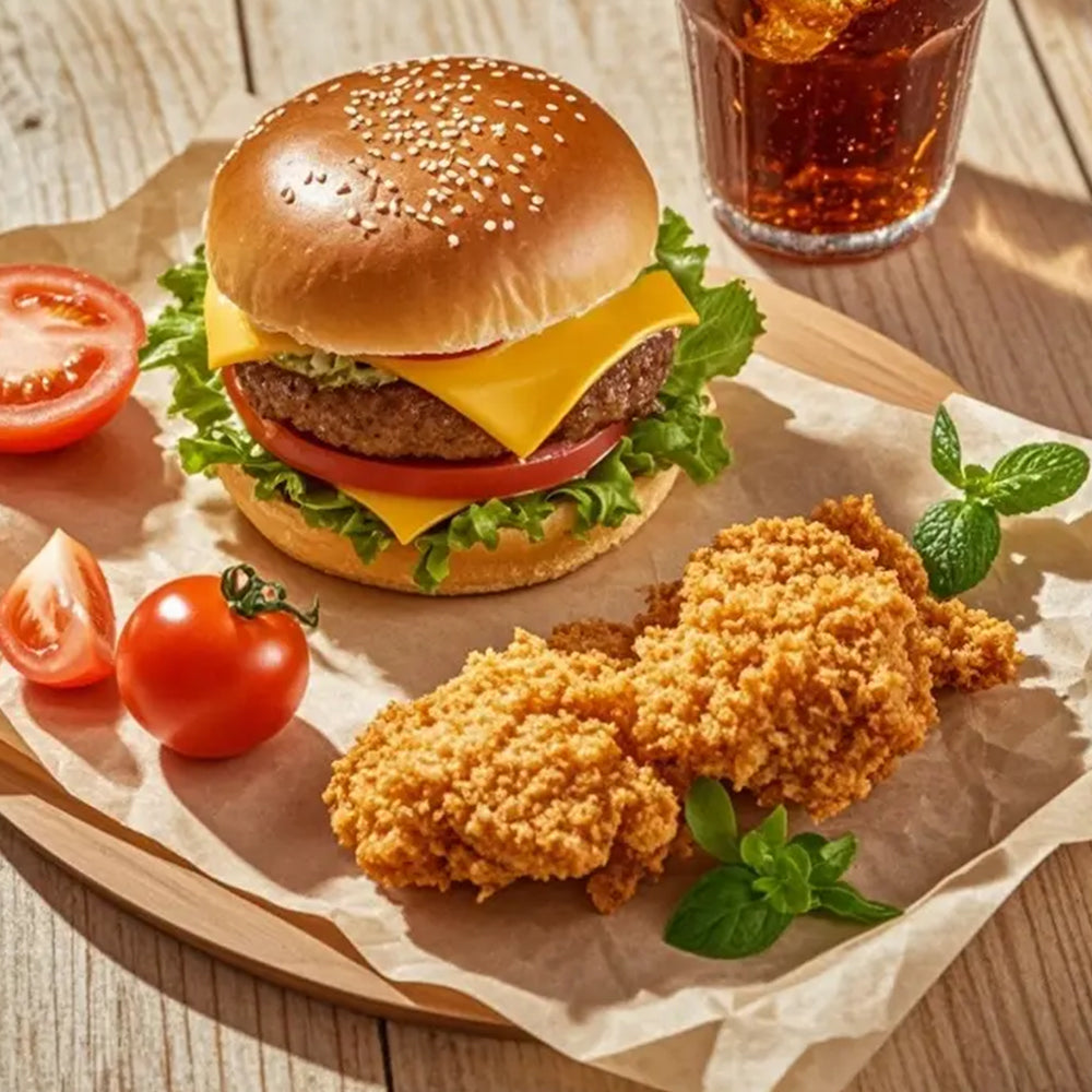 Combo de hamburguesa y pollo frito