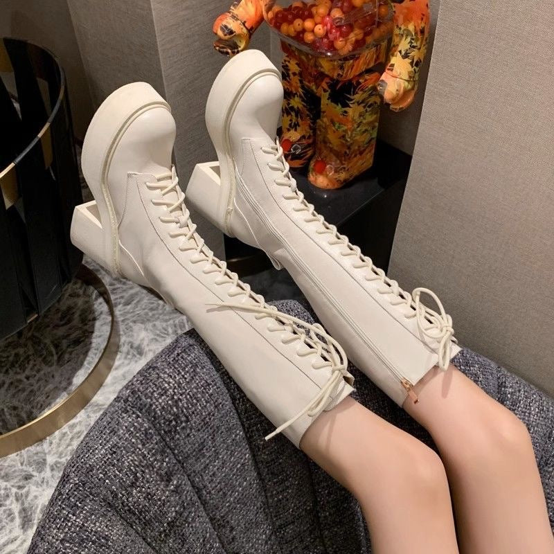 botas de cuero blanco